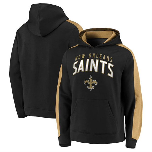 Men's New Orleans Saints Black Game Time Arch Pullover Hoodie - Click Image to Close